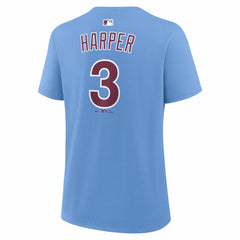 Bryce Harper Philadelphia Phillies Women's Name & Number T-Shirt Light Blue