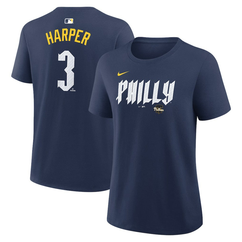 Bryce Harper Philadelphia Phillies Women's City Connect Name & Number T-Shirt Navy