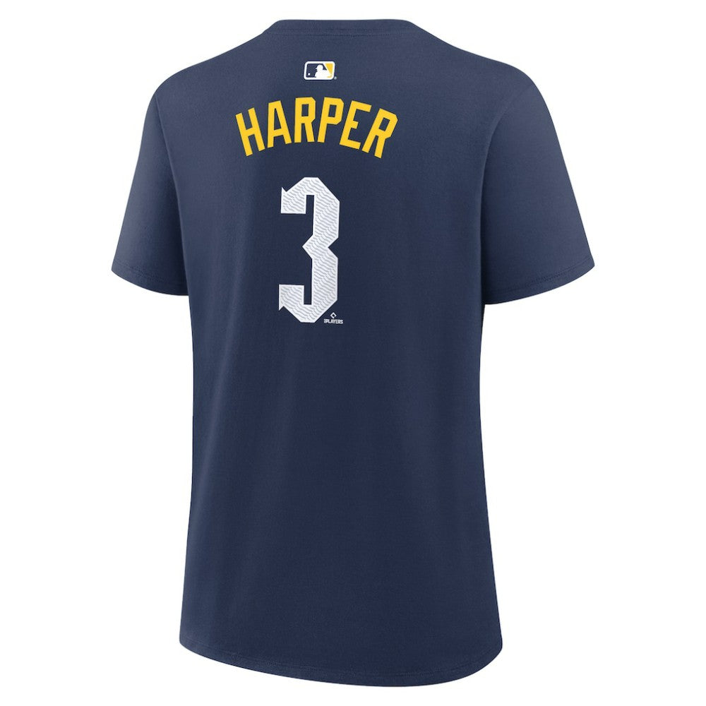 Bryce Harper Philadelphia Phillies Women's City Connect Name & Number T-Shirt Navy