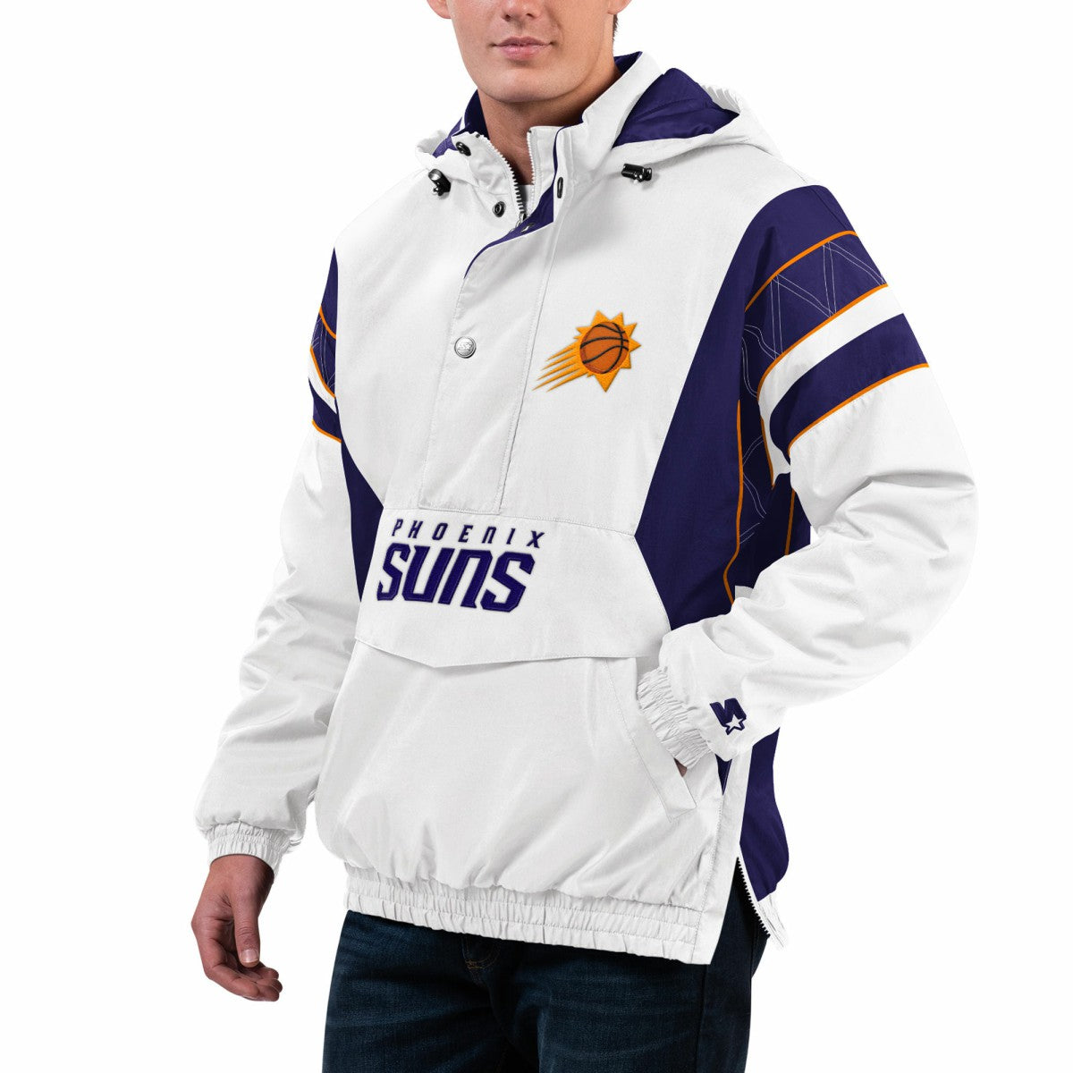 Phoenix Suns Starter Home Team Hoodie Half-Zip Jacket - White sale