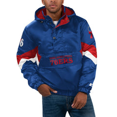 Philadelphia 76ers Starter Force Play Satin Hoodie Half-Zip Jacket - Royal for sale