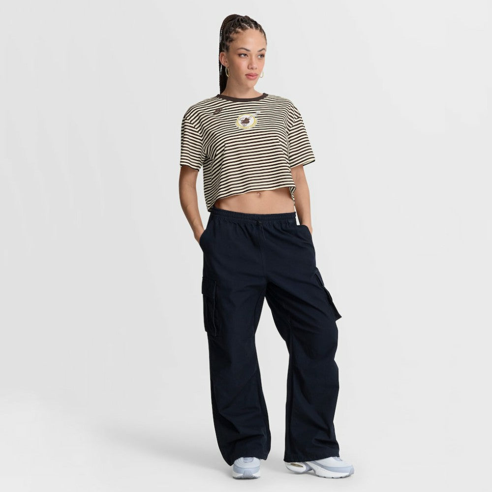 San Diego Padres Women's Cooperstown Collection Striped Cropped T-Shirt Brown/Cream