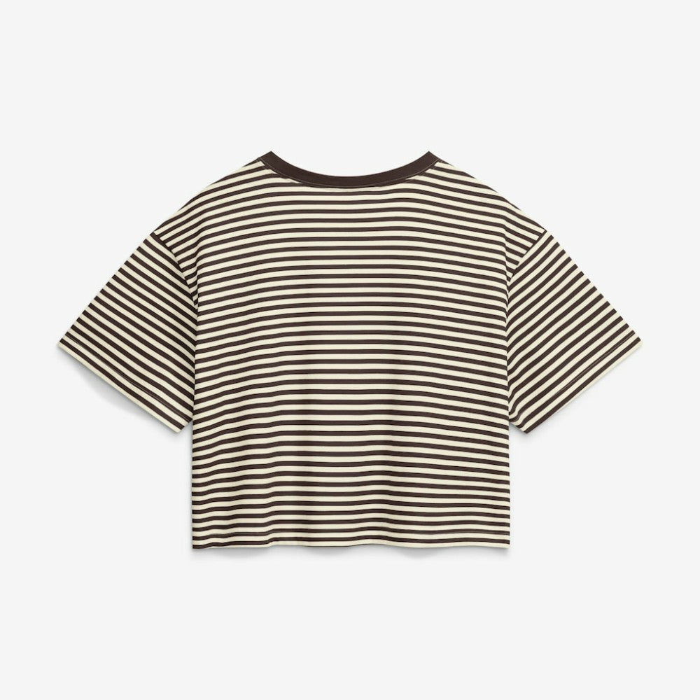 San Diego Padres Women's Cooperstown Collection Striped Cropped T-Shirt Brown/Cream