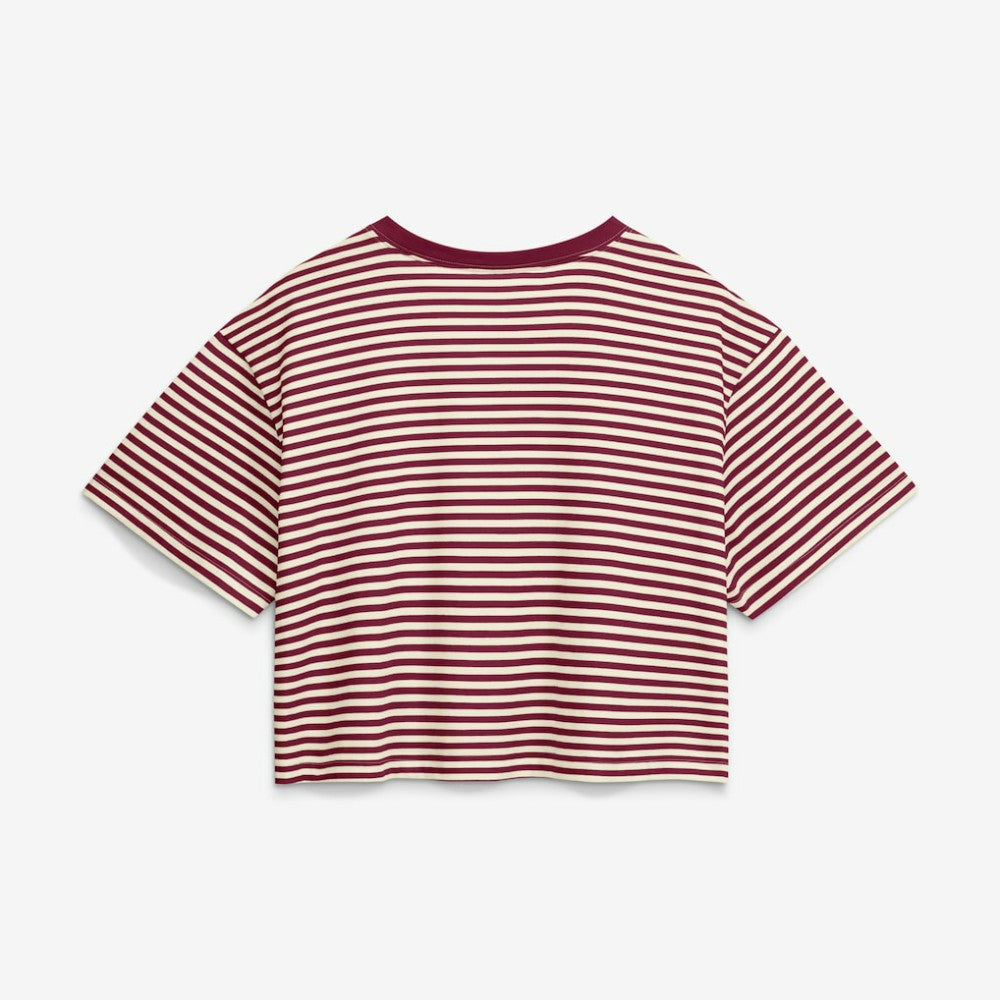 Philadelphia Phillies Women's Cooperstown Collection Striped Cropped T-Shirt Burgundy/Cream