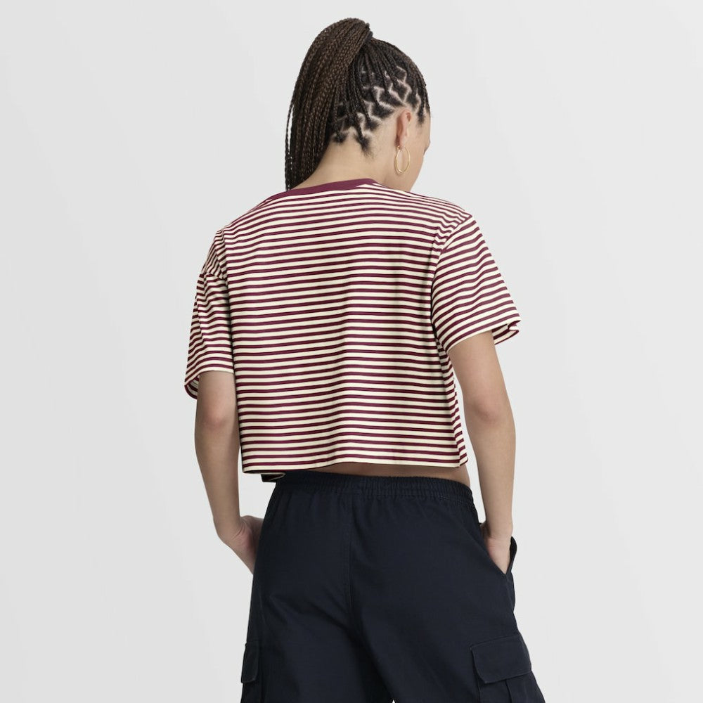 Philadelphia Phillies Women's Cooperstown Collection Striped Cropped T-Shirt Burgundy/Cream