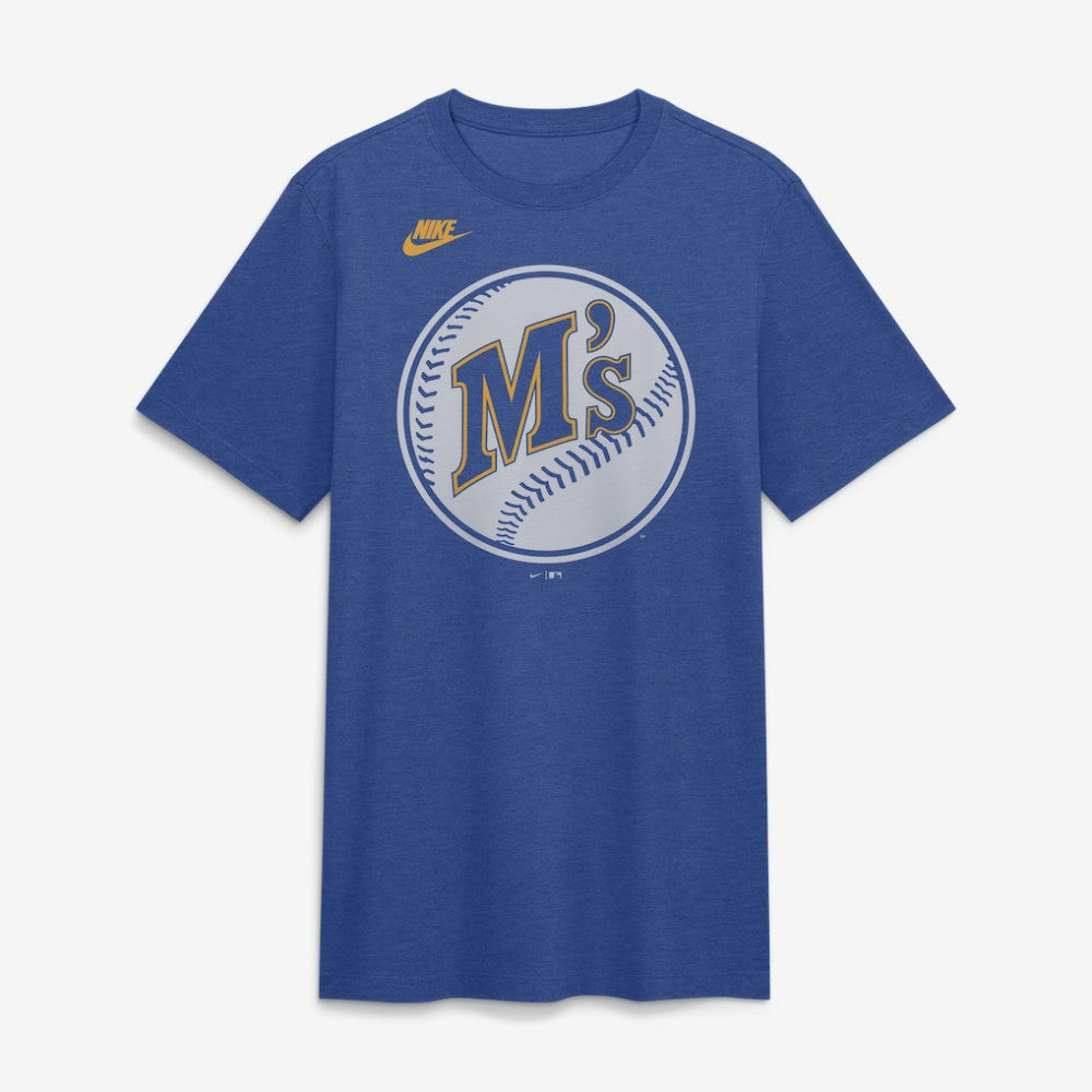 Seattle Mariners Cooperstown Logo Tri-Blend T-Shirt Heather Royal