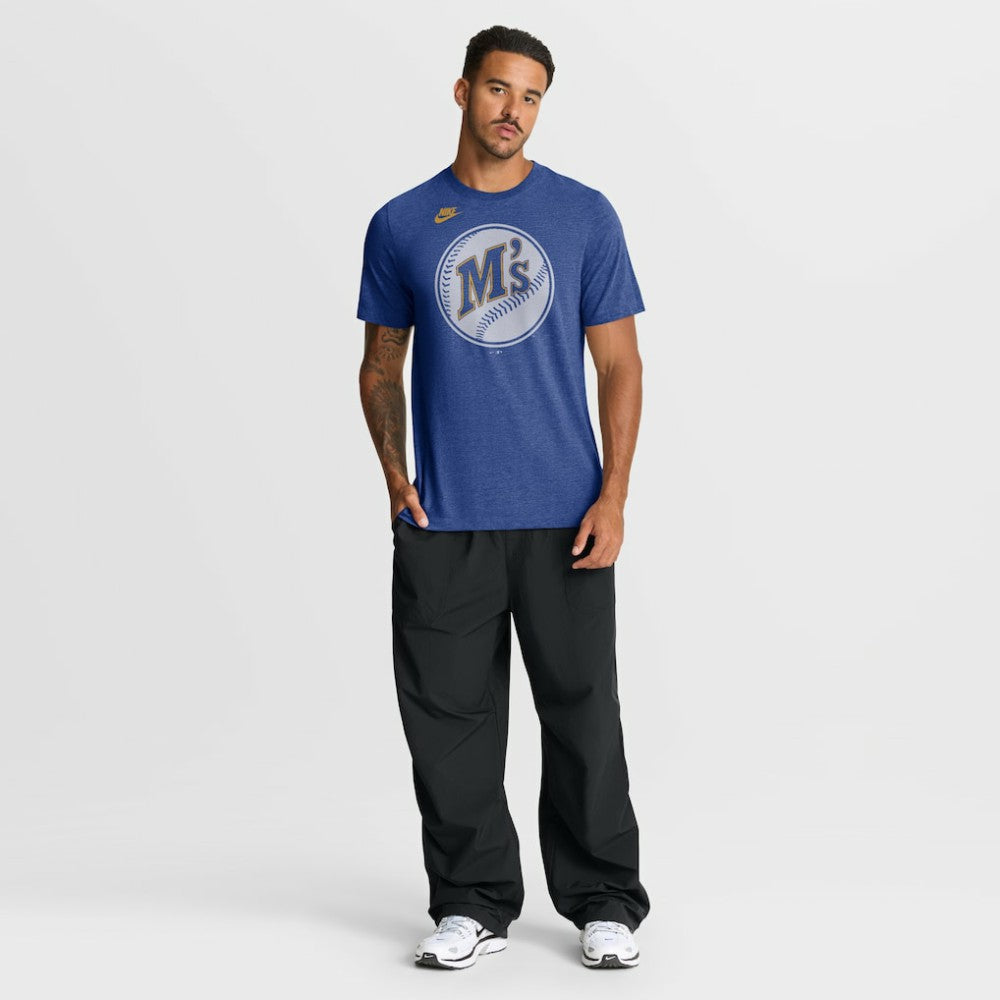 Seattle Mariners Cooperstown Logo Tri-Blend T-Shirt Heather Royal