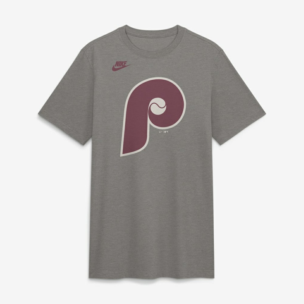 Philadelphia Phillies Cooperstown Logo Tri-Blend T-Shirt Heather Charcoal