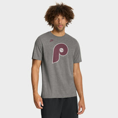 Philadelphia Phillies Cooperstown Logo Tri-Blend T-Shirt Heather Charcoal