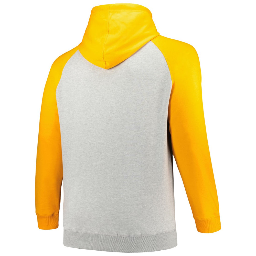 Tampa Bay Buccaneers Profile Big & Tall Favorite Arch Throwback Raglan Pullover Hoodie - Heather Gray/Orange cheap