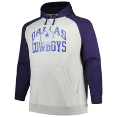 Dallas Cowboys Profile Big & Tall Favorite Arch Throwback Raglan Pullover Hoodie - Heather Gray/Navy for sale