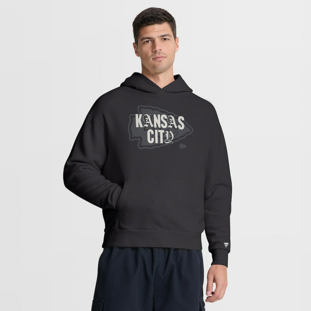 Kansas City Chiefs Oversized Type Play Location Hoodie - Black discount