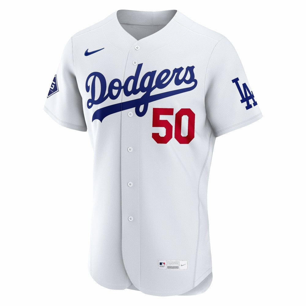 Mookie Betts Los Angeles Dodgers Home Authentic Sponsor Patch Jersey White