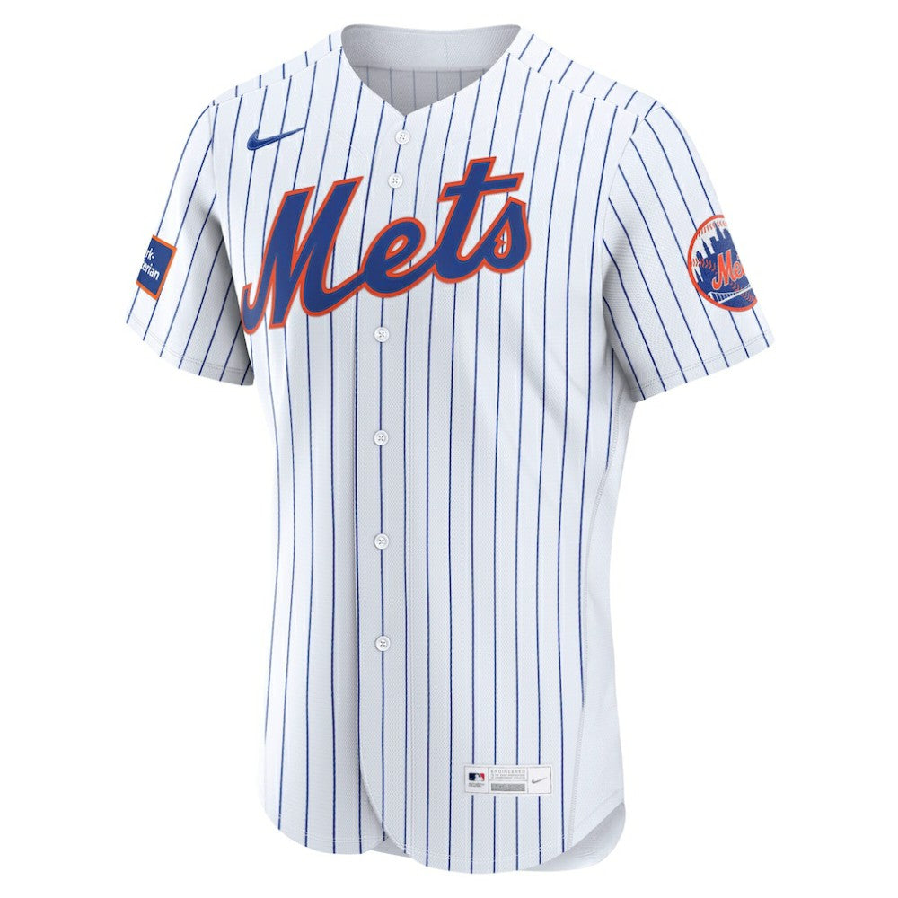 New York Mets Home Sponsor Patch Authentic Jersey White