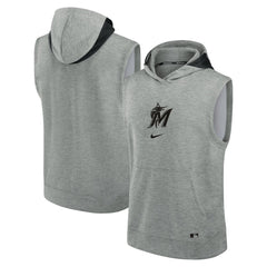 Miami Marlins Authentic Collection Early Work Dri-FIT Sleeveless Hoodie Heather Gray