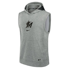 Miami Marlins Authentic Collection Early Work Dri-FIT Sleeveless Hoodie Heather Gray