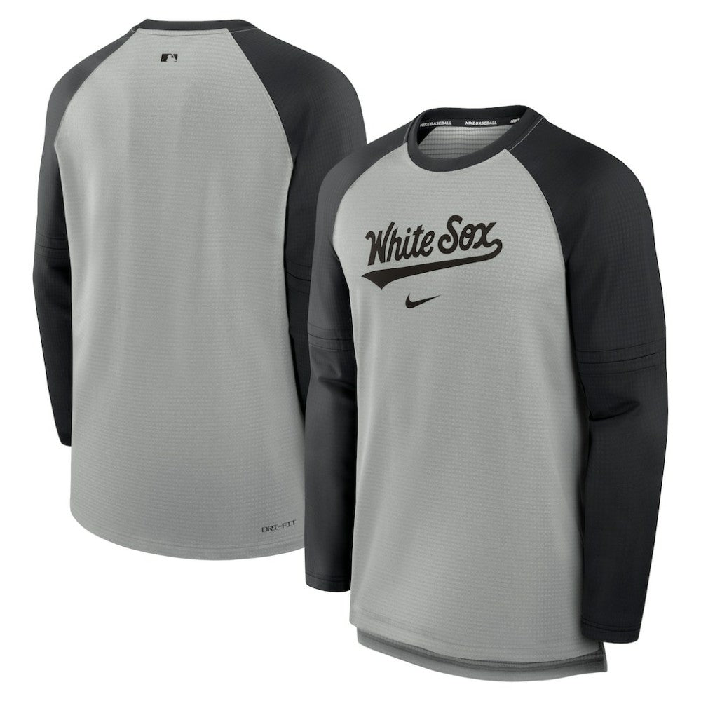 Chicago White Sox Authentic Collection Game Time Raglan Performance Long Sleeve T-Shirt Heather Gray/Black