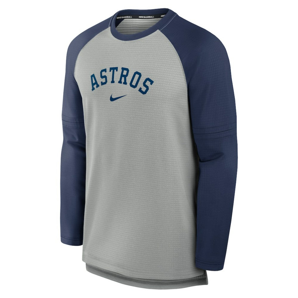 Houston Astros Authentic Collection Game Time Raglan Performance Long Sleeve T-Shirt Heather Gray/Navy