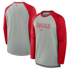 Los Angeles Angels Authentic Collection Game Time Raglan Performance Long Sleeve T-Shirt Heather Gray/Red