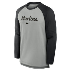 Miami Marlins Authentic Collection Game Time Raglan Performance Long Sleeve T-Shirt Heather Gray/Black