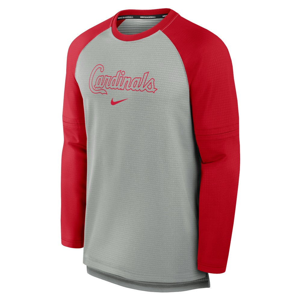 St. Louis Cardinals Authentic Collection Game Time Raglan Performance Long Sleeve T-Shirt Heather Gray/Red