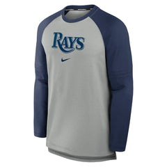 Tampa Bay Rays Authentic Collection Game Time Raglan Performance Long Sleeve T-Shirt Heather Gray/Navy