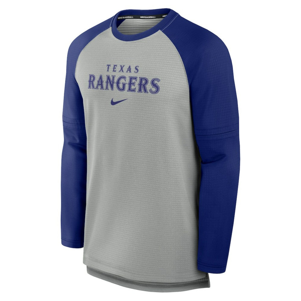 Texas Rangers Authentic Collection Game Time Raglan Performance Long Sleeve T-Shirt Heather Gray/Royal