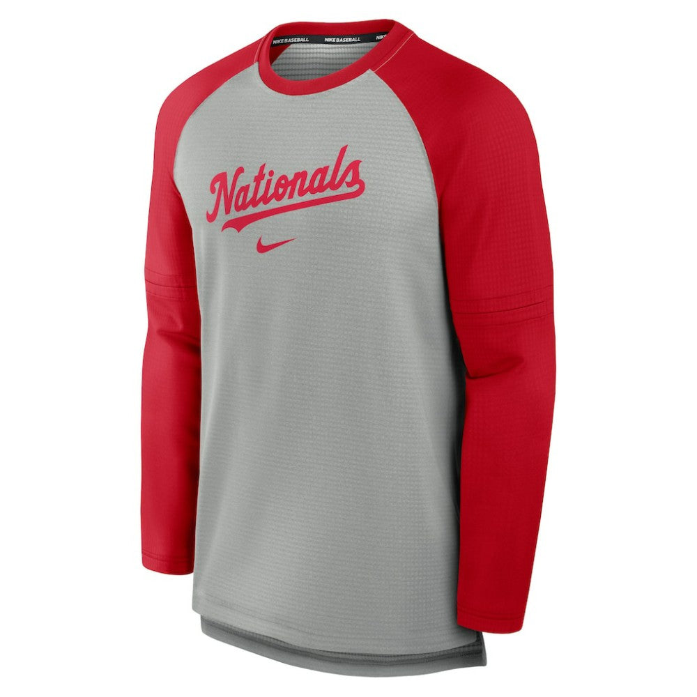 Washington Nationals Authentic Collection Game Time Raglan Performance Long Sleeve T-Shirt Heather Gray/Red