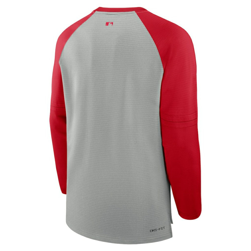 Washington Nationals Authentic Collection Game Time Raglan Performance Long Sleeve T-Shirt Heather Gray/Red