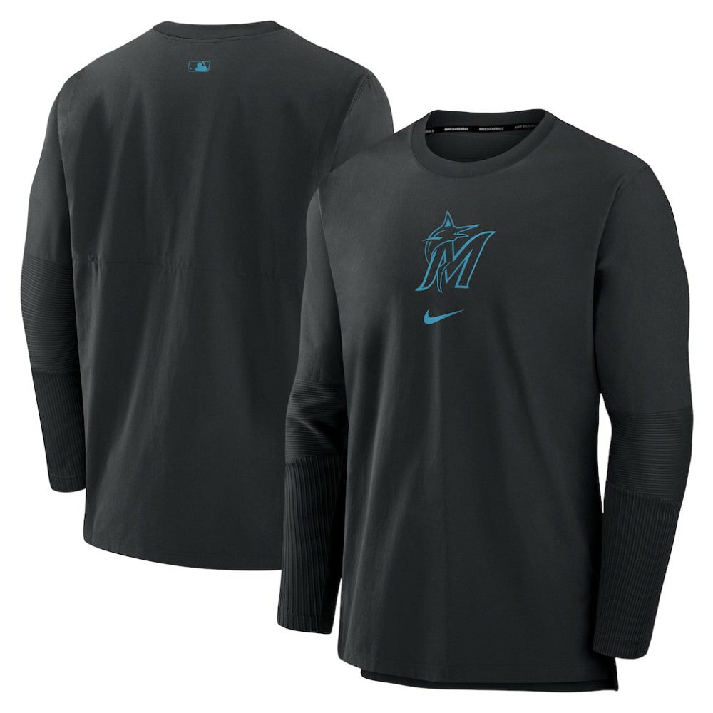 Miami Marlins Authentic Collection Player Dri-FIT Lightweight Pullover Black