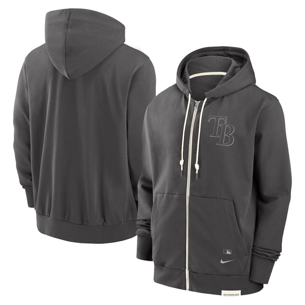 Tampa Bay Rays Authentic Collection Travel Player Performance Full-Zip Hoodie Charcoal