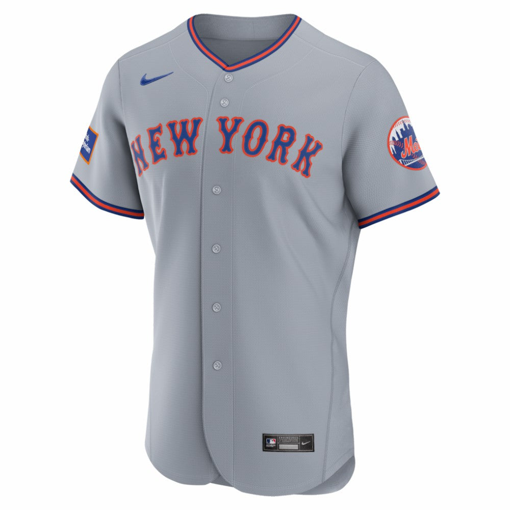 New York Mets Road Sponsor Patch Authentic Jersey Gray