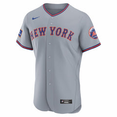 New York Mets Road Sponsor Patch Authentic Jersey Gray
