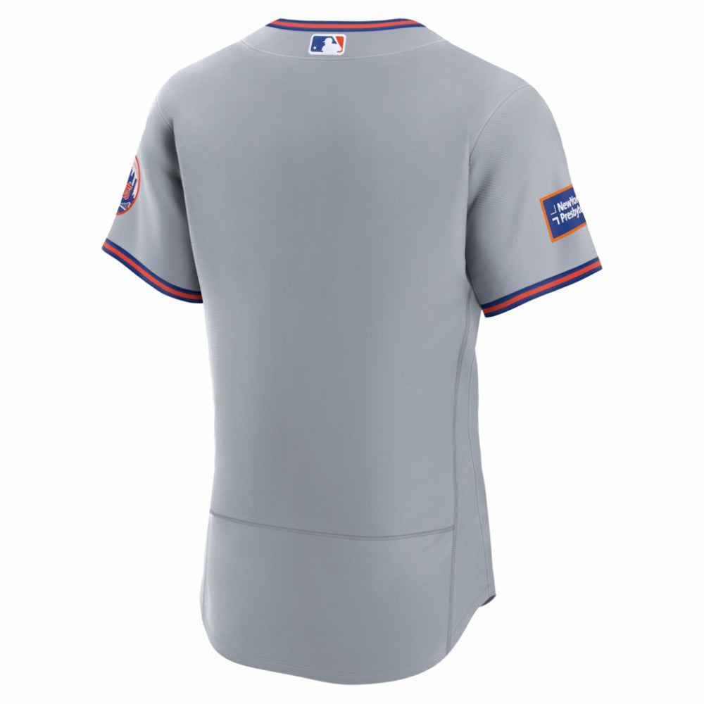 New York Mets Road Sponsor Patch Authentic Jersey Gray
