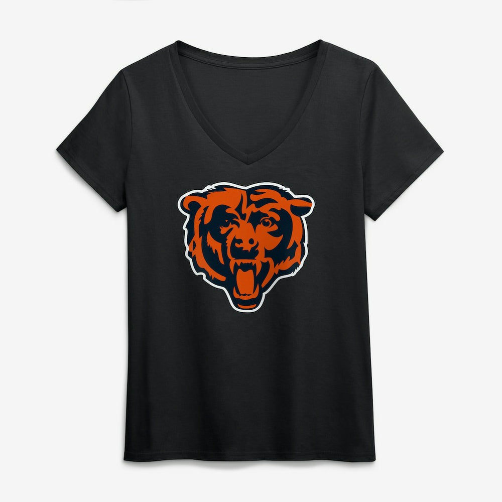 Chicago Bears Logo Athletic Women's Primary Logo V-Neck T-Shirt - Black cheap