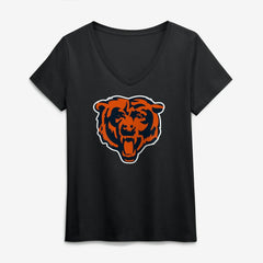 Chicago Bears Logo Athletic Women's Primary Logo V-Neck T-Shirt - Black cheap