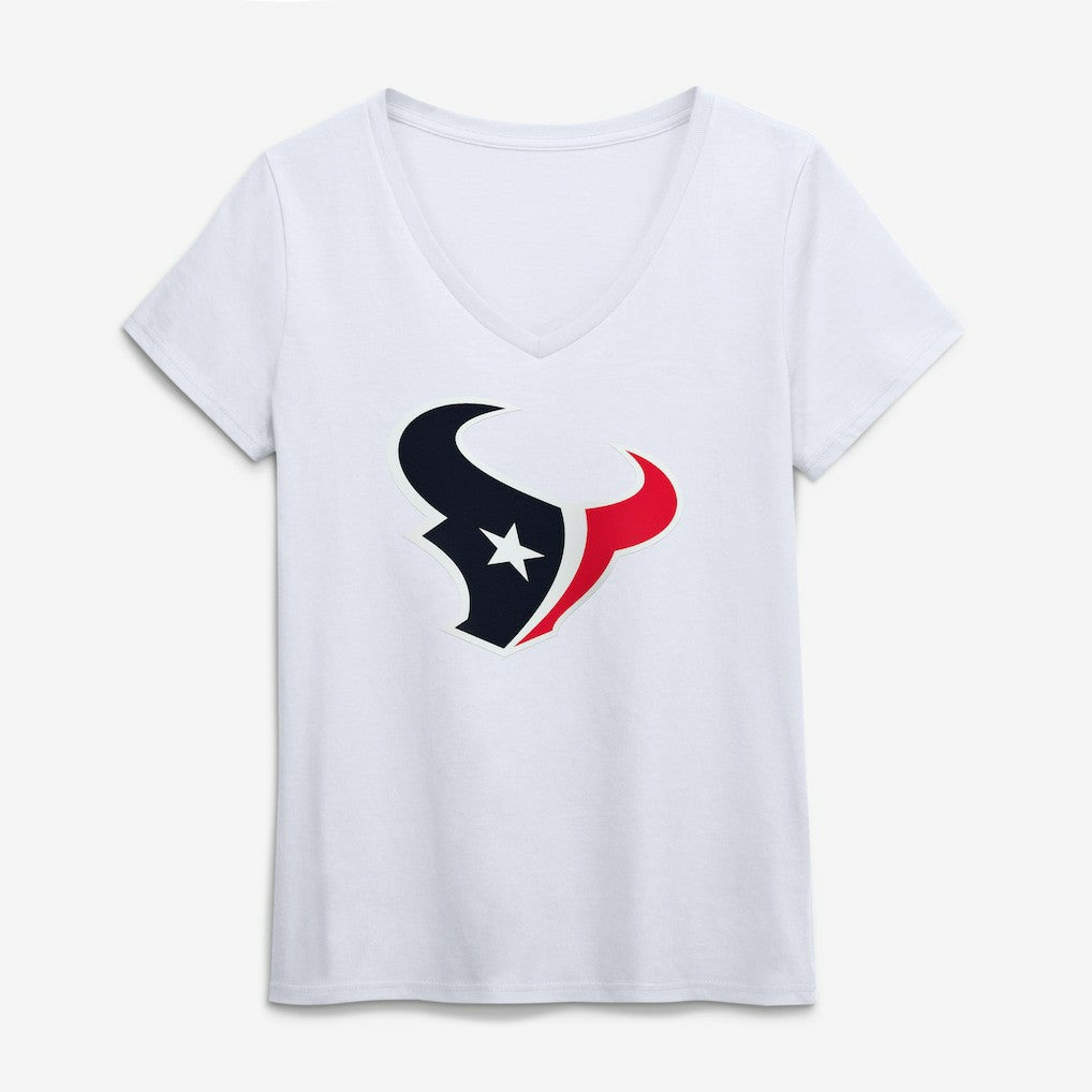 Houston Texans Logo Athletic Women's Primary Logo V-Neck T-Shirt - White cheap