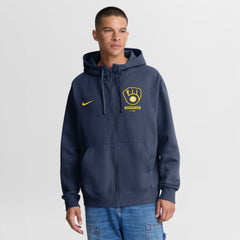 Milwaukee Brewers Primetime Lockup Full-Zip Hoodie Navy