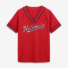 Washington Nationals Women's Diva Race Ahead Raglan V-Neck T-Shirt Red