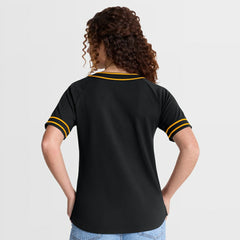 Pittsburgh Pirates Women's Diva Race Ahead Raglan V-Neck T-Shirt Black