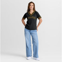 Pittsburgh Pirates Women's Diva Race Ahead Raglan V-Neck T-Shirt Black