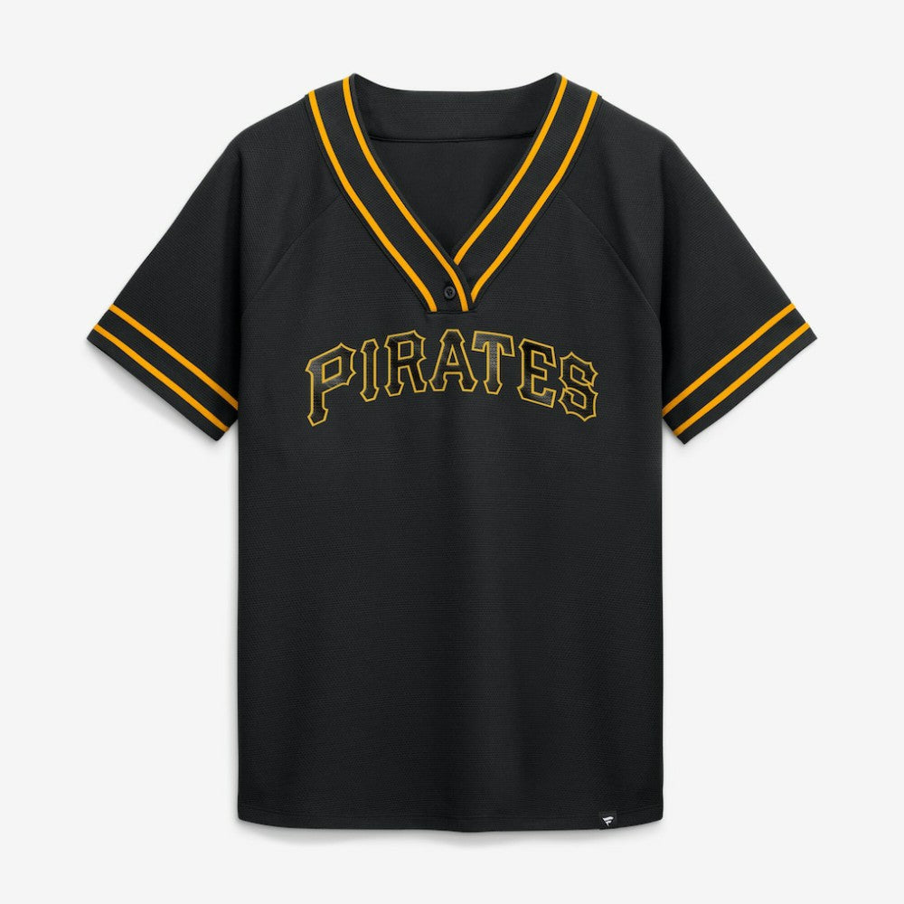 Pittsburgh Pirates Women's Diva Race Ahead Raglan V-Neck T-Shirt Black