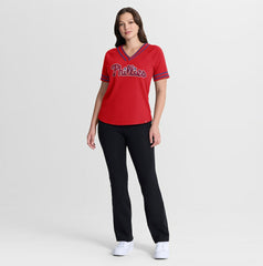 Philadelphia Phillies Women's Diva Race Ahead Raglan V-Neck T-Shirt Red