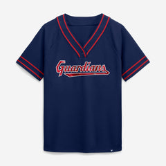 Cleveland Guardians Women's Diva Race Ahead Raglan V-Neck T-Shirt Navy