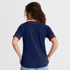 Boston Red Sox Women's Diva Race Ahead Raglan V-Neck T-Shirt Navy