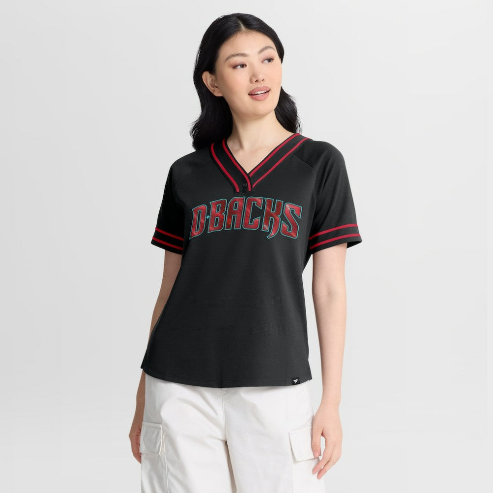 Arizona Diamondbacks Women's Diva Race Ahead Raglan V-Neck T-Shirt Black