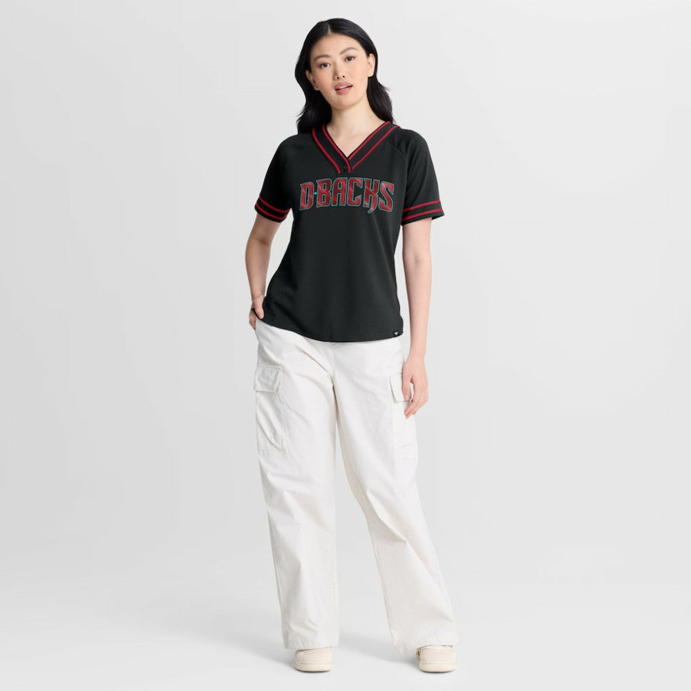 Arizona Diamondbacks Women's Diva Race Ahead Raglan V-Neck T-Shirt Black
