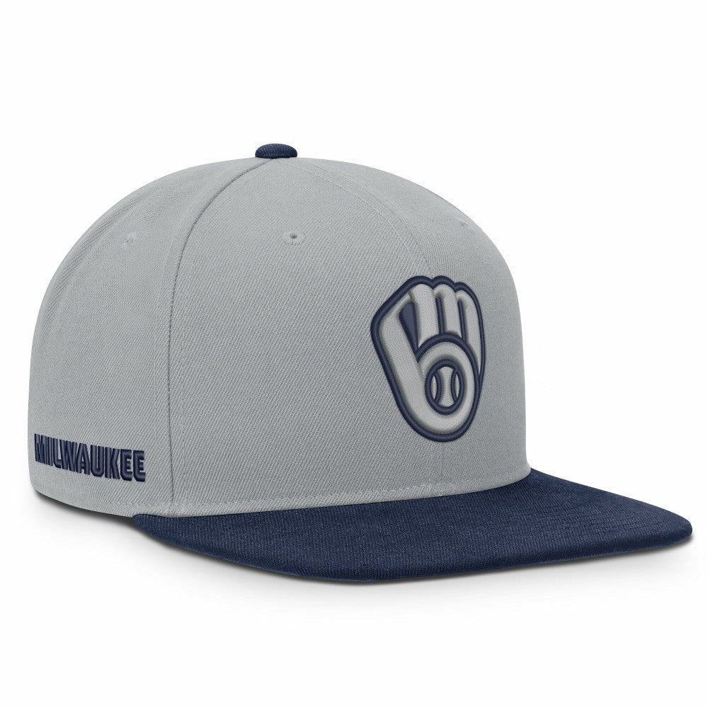 Milwaukee Brewers Primetime Pro Dri-FIT Snapback Hat Gray/Navy