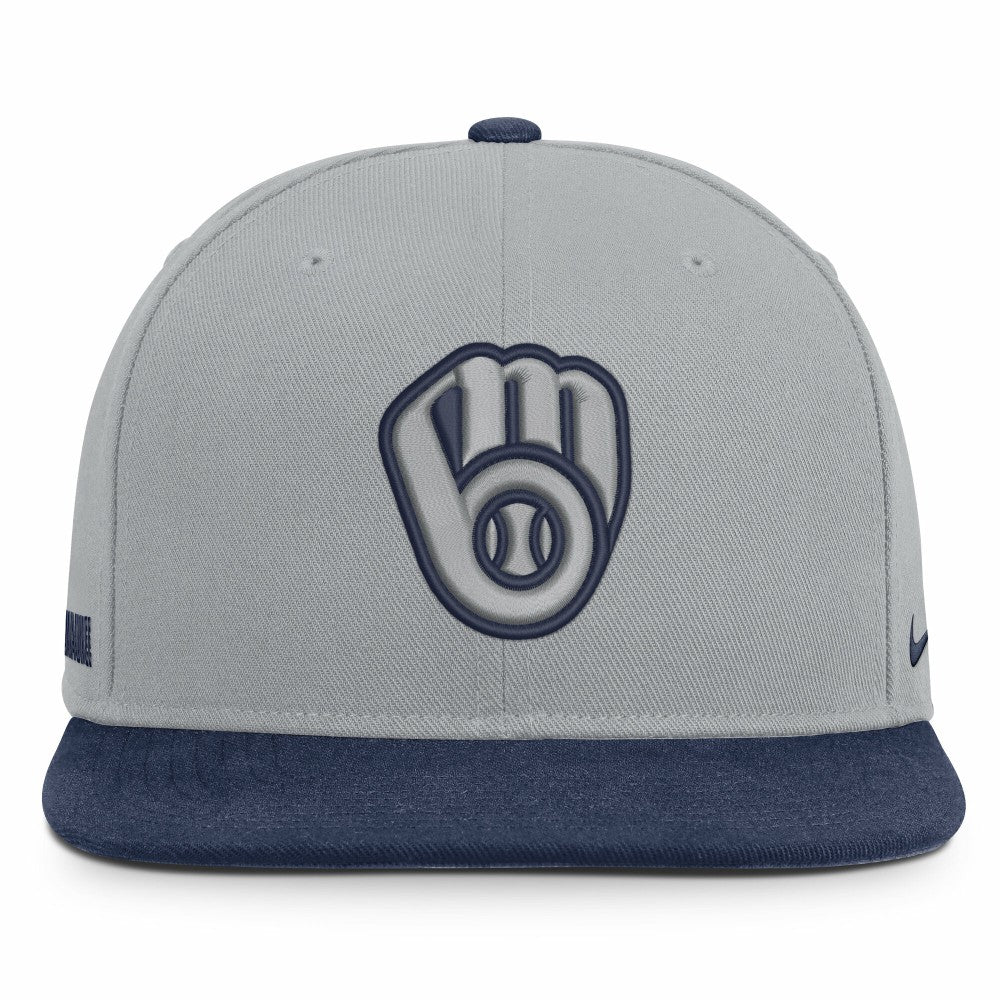 Milwaukee Brewers Primetime Pro Dri-FIT Snapback Hat Gray/Navy
