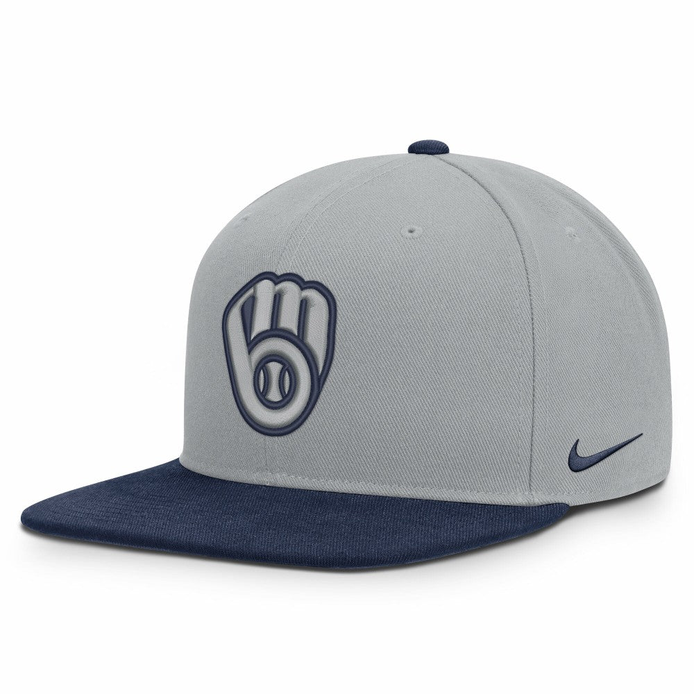 Milwaukee Brewers Primetime Pro Dri-FIT Snapback Hat Gray/Navy